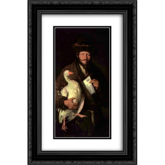 Nicolae Grigorescu 2x Matted 16x24 Black Ornate Framed Art Print 'Jew with goose'