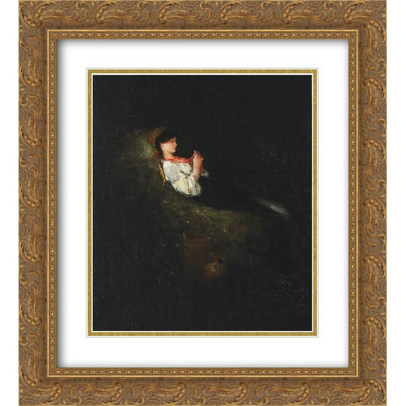 Nicolae Grigorescu 2x Matted 20x22 Gold Ornate Framed Art Print 'Girl With Red Beads'
