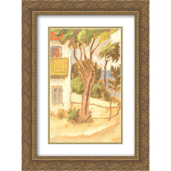 Nicolae Tonitza 2x Matted 18x24 Gold Ornate Framed Art Print 'Balcic Corner'