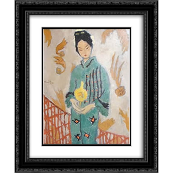 Nicolae Tonitza 2x Matted 20x24 Black Ornate Framed Art Print 'Japanese woman'