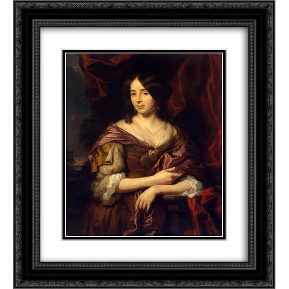 Nicolaes Maes 2x Matted 20x24 Black Ornate Framed Art Print 'Portrait of a Young Woman'