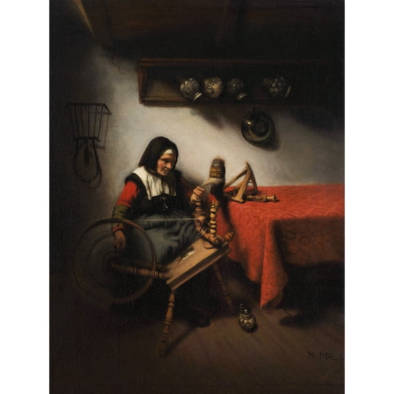 Nicolaes Maes Old Woman Spinning Painting Extra Large XL Wall Art Poster Print