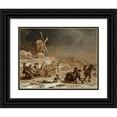 thumbnail image 1 of Nicolaes Pietersz. Berchem 14x12 Black Ornate Wood Framed Double Matted Museum Art Print Titled: Sledging (1665), 1 of 5