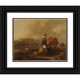thumbnail image 1 of Nicolaes Pietersz. Berchem 18x15 Black Ornate Wood Framed Double Matted Museum Art Print Titled - Italian Landscape (1655 - 1683), 1 of 5