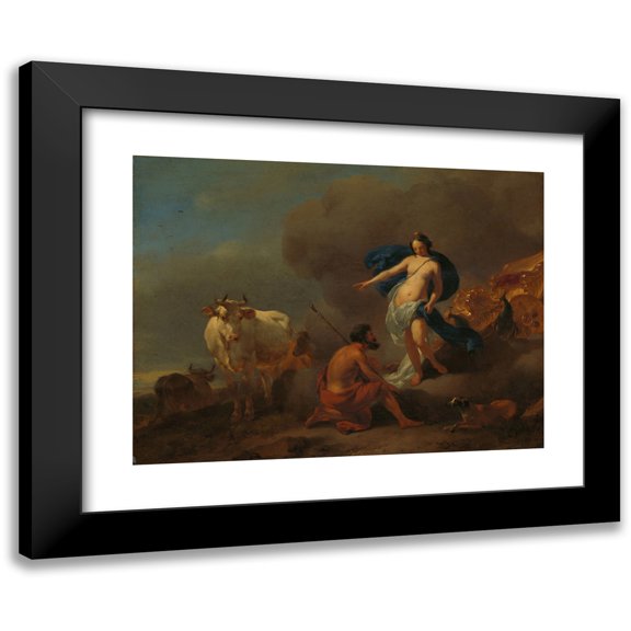 Nicolaes Pietersz. Berchem 24x19 Black Modern Framed Museum Art Print Titled - Juno Commanding Argus to Keep Watch on Io (1655 - 1683)