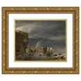 thumbnail image 1 of Nicolaes Pietersz. Berchem 24x20 Gold Ornate Framed and Double Matted Museum Art Print Titled - On the Ice Near a Town (1647), 1 of 4