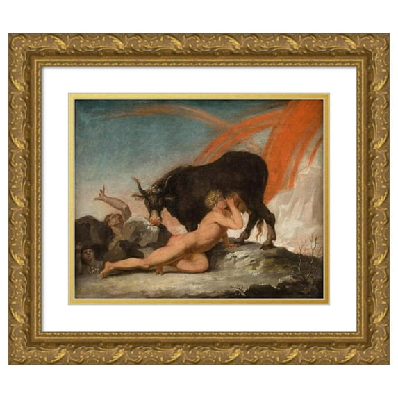 Nicolai Abraham Abildgaard 14x12 Gold Ornate Wood Frame and Double Matted Museum Art Print Titled - Ymir Suckling the Cow Audhumla (1775 - 1778)