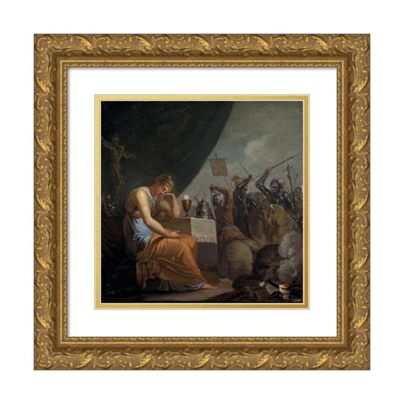 Nicolai Abraham Abildgaard 15x15 Gold Ornate Wood Frame and Double Matted Museum Art Print Titled - Hierarchy at its Peak at the Time of the Crusades (1784)