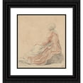 thumbnail image 1 of Nicolas Bernard Lépicié 15x16 Black Ornate Wood Framed Double Matted Museum Art Print Titled - Seated Woman in Profile (1774), 1 of 5