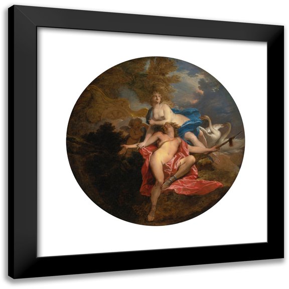 Nicolas Bertin 12x12 Black Modern Framed Museum Art Print Titled - The Death of Adonis