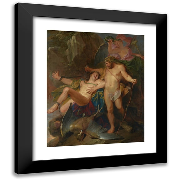 Nicolas Bertin 12x14 Black Modern Framed Museum Art Print Titled - Hercules Freeing Prometheus (1703)