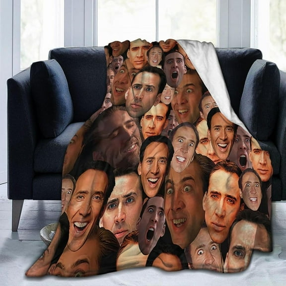Nicolas Cage Blanket Soft and Warm Lightweight Fluffy Throws Blankets Rug Carpet Gift for Beach Yoga Bedroom Living Room Decoration Sofa Camping Trip Dorm Decor All Season