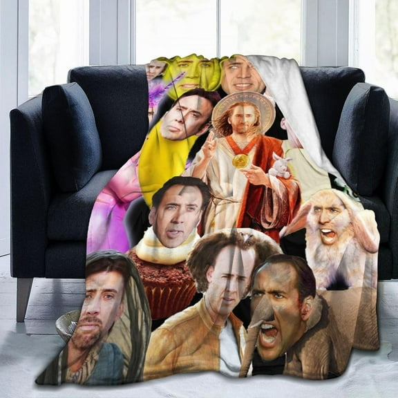 Nicolas Cage Blanket Soft and Warm Lightweight Fluffy Throws Blankets Rug Carpet Gift for Beach Yoga Bedroom Living Room Decoration Sofa Camping Trip Dorm Decor All Season