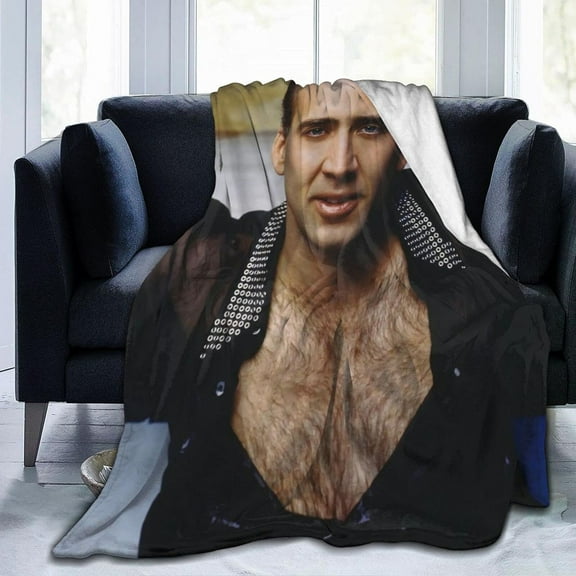 Nicolas Cage Soft and Comfortable Warm Throw Blanket Beach Blanket Picnic Blanket Fleece Blankets for Sofa,Office Bed car Camp Couch (80"x60")