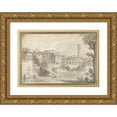 thumbnail image 1 of Nicolas Delobel 18x13 Gold Ornate Wood Frame and Double Matted Museum Art Print Titled - Tiber Island with the Monastery of San Bartolommeo (1728), 1 of 4