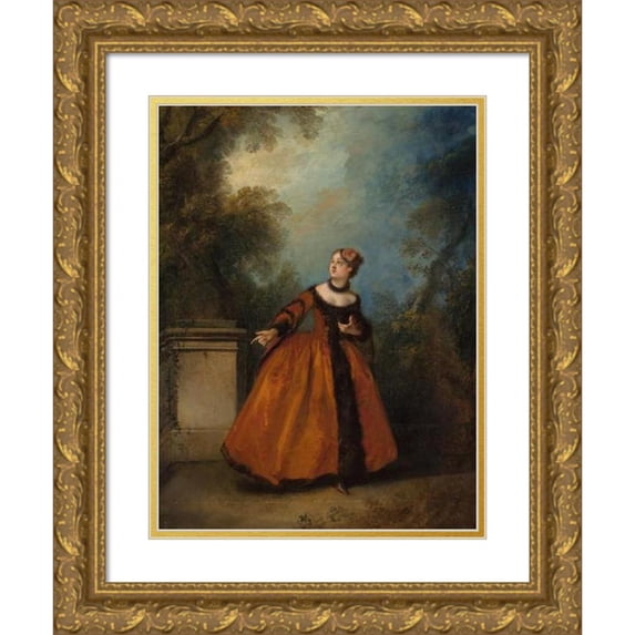 Nicolas Lancret 11x14 Gold Ornate Wood Frame and Double Matted Museum Art Print Titled - The Beautiful Greek Woman (1731)