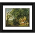 thumbnail image 1 of Nicolas Lancret 14x12 Black Ornate Wood Framed Double Matted Museum Art Print Titled: The Bird Catchers (C.1738), 1 of 5
