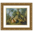 thumbnail image 1 of Nicolas Lancret 14x12 Gold Ornate Wood Frame and Double Matted Museum Art Print Titled - Pastoral Revels (1738), 1 of 4