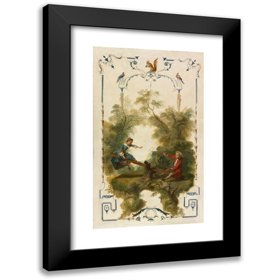 Nicolas Lancret 16x24 Black Modern Framed Museum Art Print Titled - The See-Saw (C. 1723-1727)