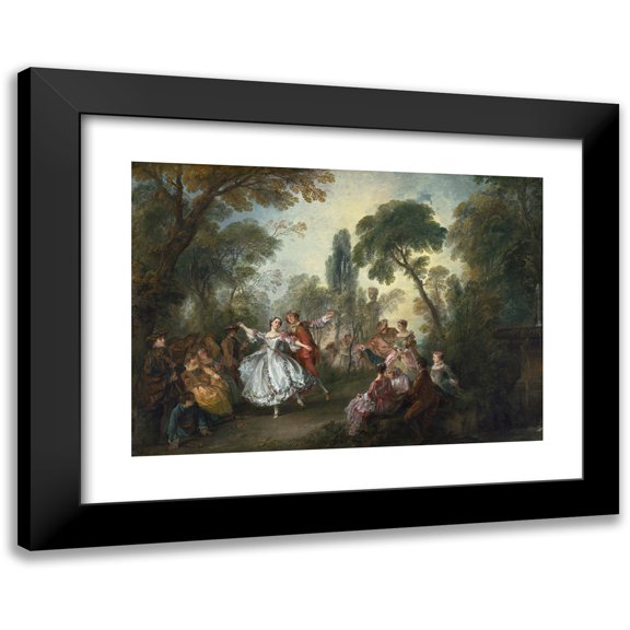 Nicolas Lancret 24x18 Black Modern Framed Museum Art Print Titled - Camargo Dancing (C. 1730)