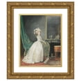 thumbnail image 1 of Nicolas Lavreince 20x24 Gold Ornate Framed and Double Matted Museum Art Print Titled - A Lady Standing in an Interior, Preparing to Go Out with Her Dog, 1 of 4