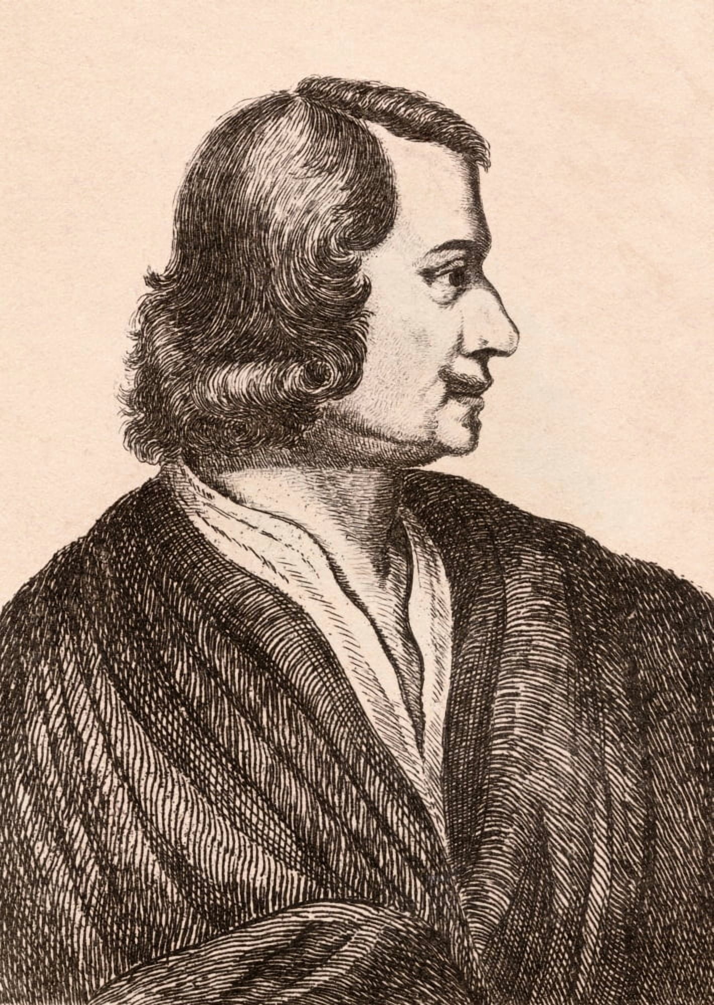 Nicolas Poussin 1594 1665 French Artist From 75 Portraits Of Celebrated Painters From Authentic Originals Etched By James Girtin Published London 1817 Canvas Art - Ken Welsh Design Pics (12 x 17)