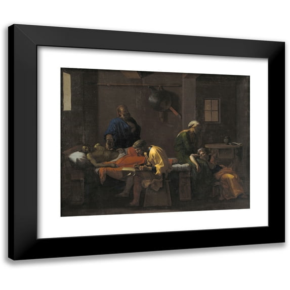 Nicolas Poussin 24x20 Black Modern Framed Museum Art Print Titled - The Testament of Eudamidas (1644 - 1648)