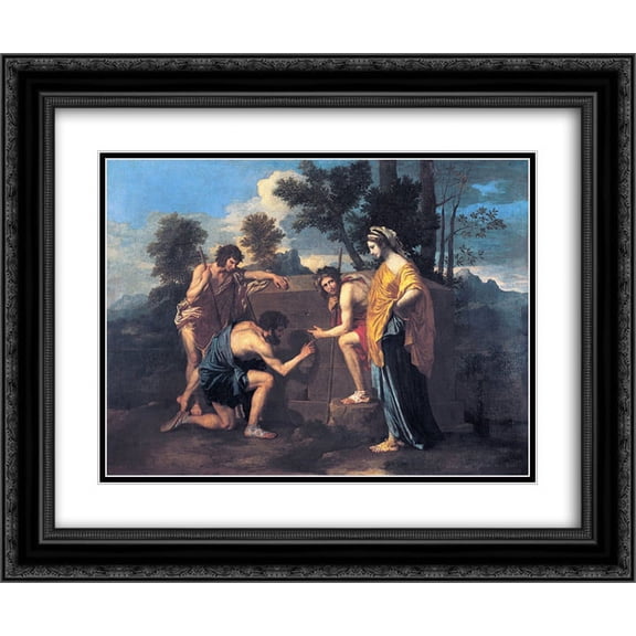Nicolas Poussin 2x Matted 24x20 Black Ornate Framed Art Print 'Et in Arcadia ego'