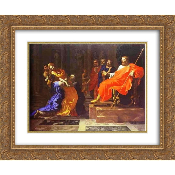 Nicolas Poussin 2x Matted 24x20 Gold Ornate Framed Art Print 'Esther before Ahasuerus'