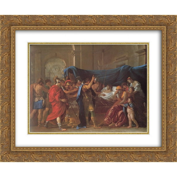 Nicolas Poussin 2x Matted 24x20 Gold Ornate Framed Art Print 'The Death of Germanicus ' detail'
