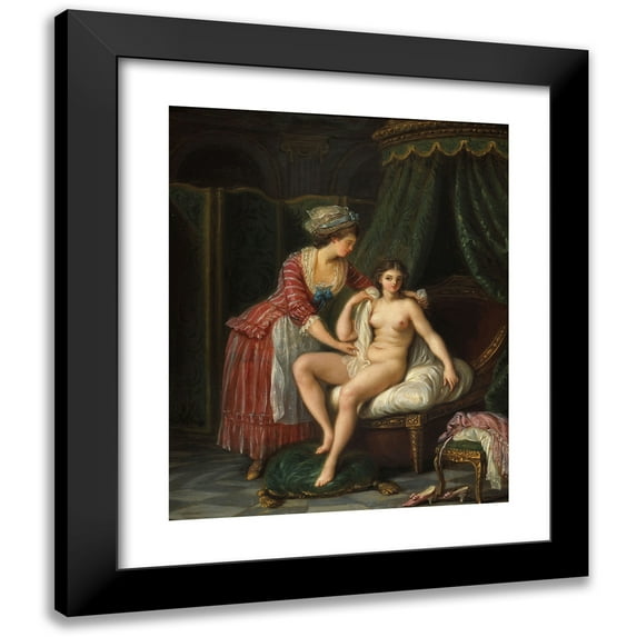 Nicolas-René Jollain 20x24 Black Modern Framed Museum Art Print Titled - Le Bain (1780)