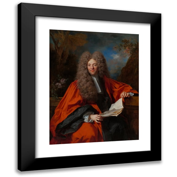 Nicolas de Largillière 12x14 Black Modern Framed Museum Art Print Titled - Portrait of Charles-Leonor Aubry, Marquis De Castelnau (1701)