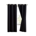 thumbnail image 1 of Nicole - 2 Premium Grommet Blackout Window Curtain Panels with Tiebacks - Solid Thermal Insulated Draperies (38" W x 96" L, Black), 1 of 4