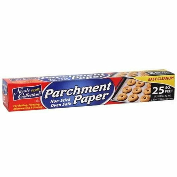 Nicole Collection Kitchen Parchment Paper Roll 25 Square Feet 12"x25'' [BULK] (50 Square Feet (2 Packages))