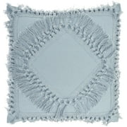 Nicole Curtis Diamond Fringe 18"X18" Ocean Throw Pillow