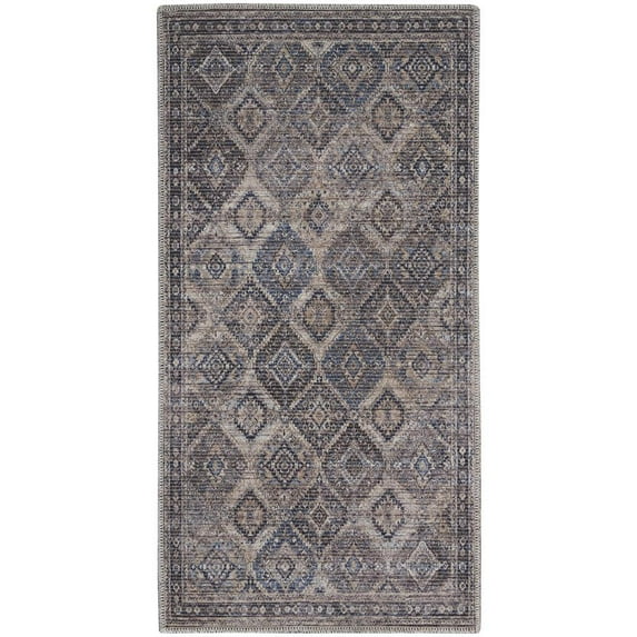 Nourison Home Machine Washable Boho Transitional Ivory/Latte 2' x 3'9" Area Rug, (2' x 4')