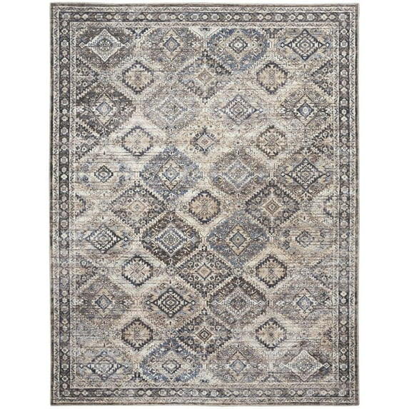 Nourison Home Machine Washable Boho Transitional Ivory/Latte 7'10" x 9'10" Area Rug, (8' x 10')