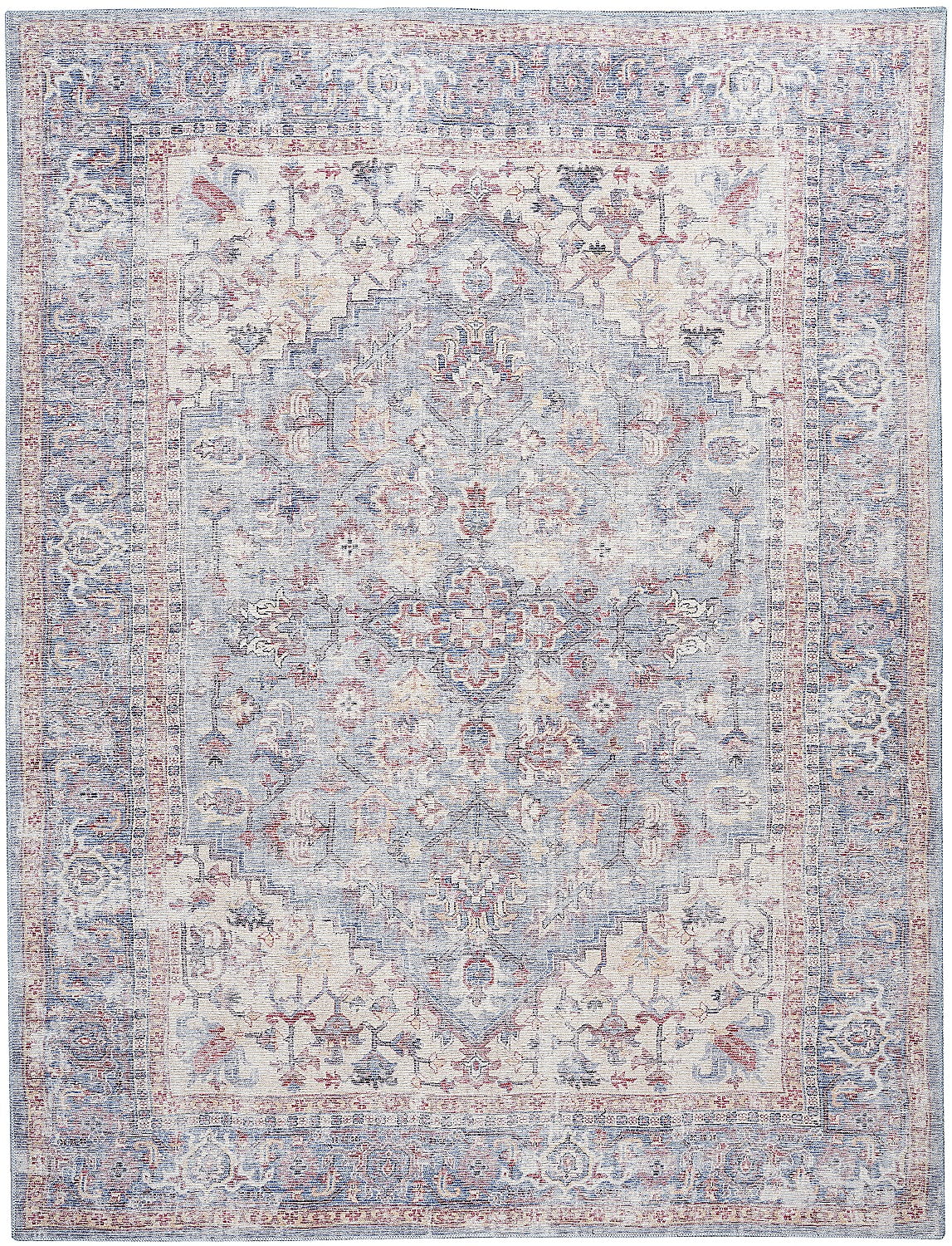 Nicole Curtis Machine Washable S1 7'10" x 9'10" Blue/Multi Vintage Indoor Rug