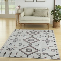 Nicole Curtis Machine Washable Series 1 Diamond Ivory/Multi 5'3" x 7'3" Area Rug, (5x7)