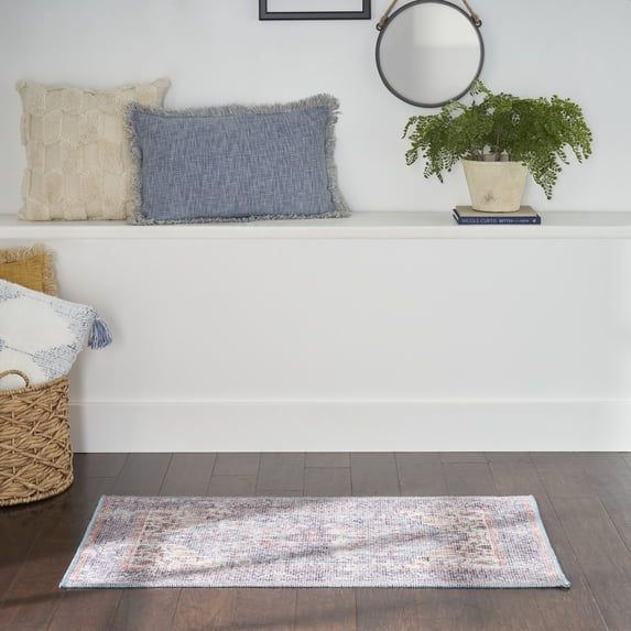 Nourison Home Machine Washable Series 1 Farmhouse Blue Multicolor 3' x 5' Area Rug (3x5)