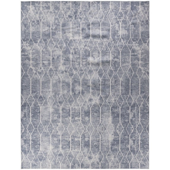 Nourison New Concept Washables Modern Trellis Indoor Rug Blue 9'2" x 12'