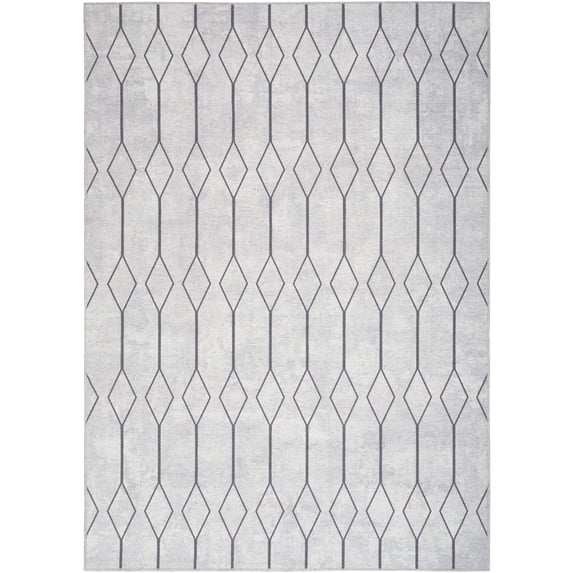Nourison Home Machine Washable Series 1 Geometric Ivory/Grey 5'3" x 7'3" Area Rug, (5x7)