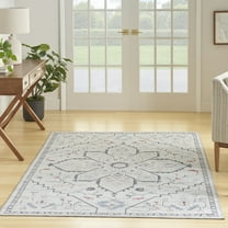 Nicole Curtis Machine Washable Series 1 Persian Ivory Blue 5'3" x 7'3" Area Rug, (5x7)