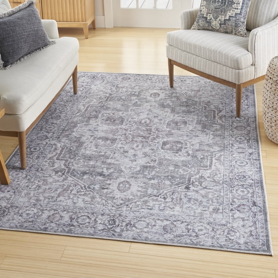 Nourison Home Machine Washable Series 1 Persian Ivory Grey 7'10" x 9'10" Area Rug (8x10)