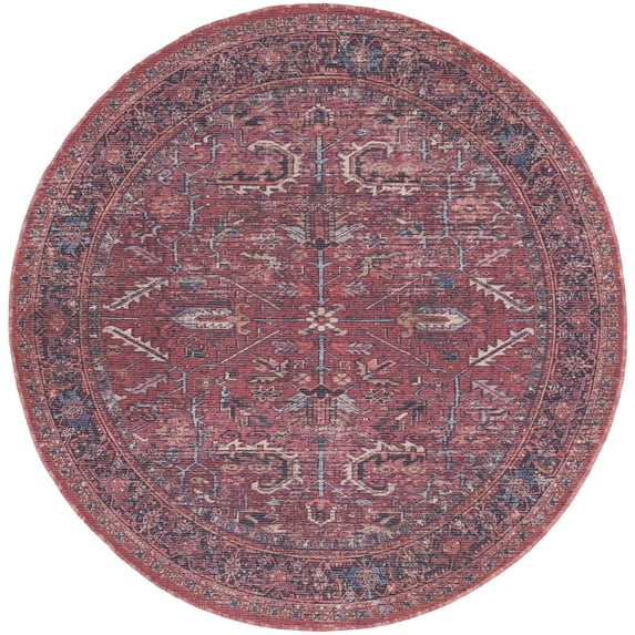Nourison New Concept Washables 7'10" x Round Brick Vintage Indoor Non-Slip Flatweave Rug