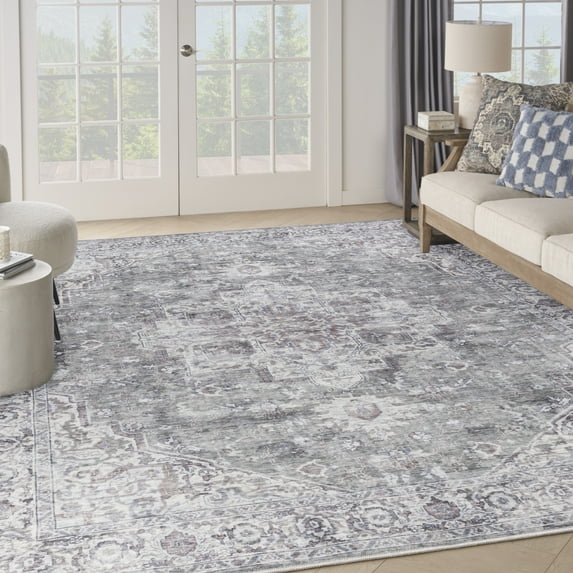 Nourison Home Machine Washable Series 1 Vintage Ivory Grey 9'2" x 12' Area Rug (9x12)