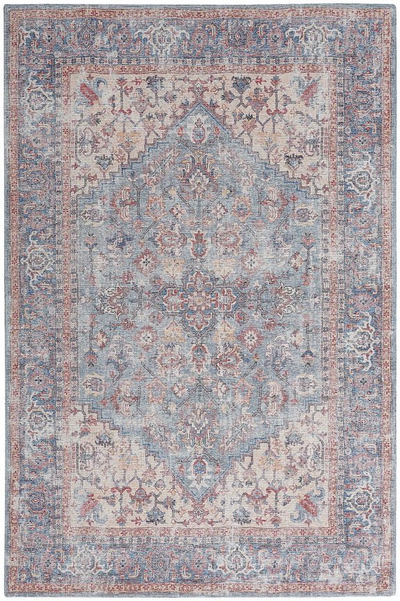 New Concept Washables Vintage Medallion Area Rug Blue/Multi 5'3" x 7'3"