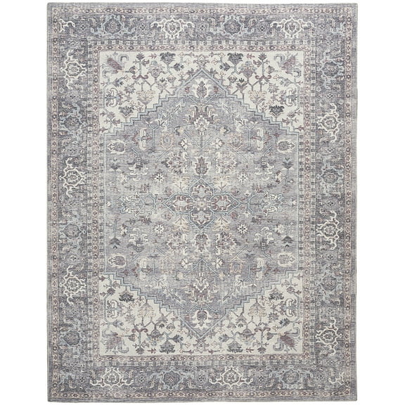 Nourison Home Machine Washable Traditional Boho Grey 7'10" x 9'10" Area Rug, (8' x 10')