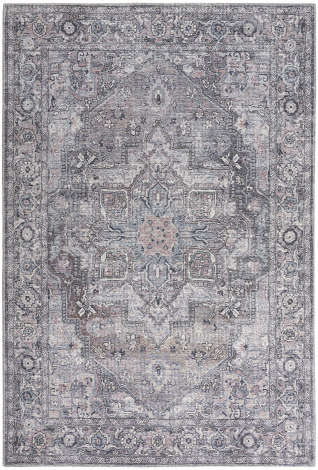 Gray Floral Cotton Chenille Rectangular 4' x 6' Area Rug