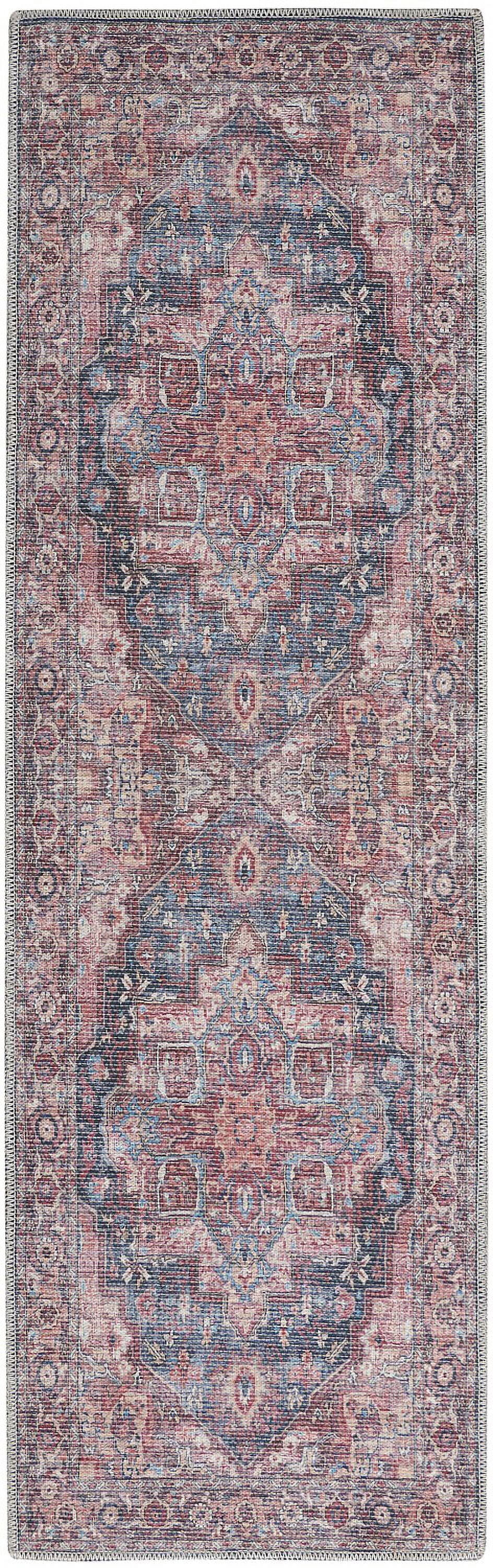 Multicolor Floral Cotton Chenille Runner Rug, 2' x 6'